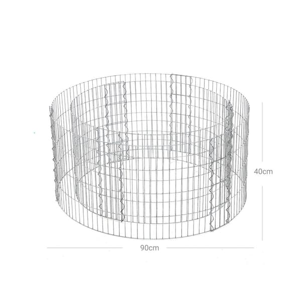 Rund gabion - metallgaller - galvaniserat stål - silver - 90 cm