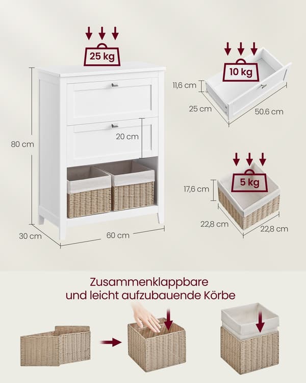 Förvaringsskåp för badrumsmöbler med justerbar layout - Molnvit - 60 x 30 x 90 cm