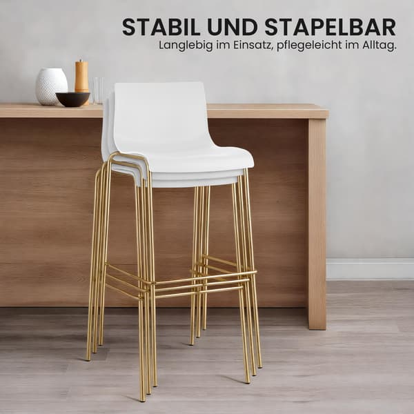 Set med 2 barstolar Hover plast | Färg: Vit | Mått: 43x48x100 cm