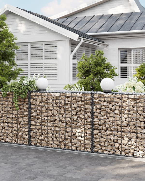 Gabion korgset - stenkorg - galvaniserat stål - silverfärgad - 100 x 80 x 30 cm