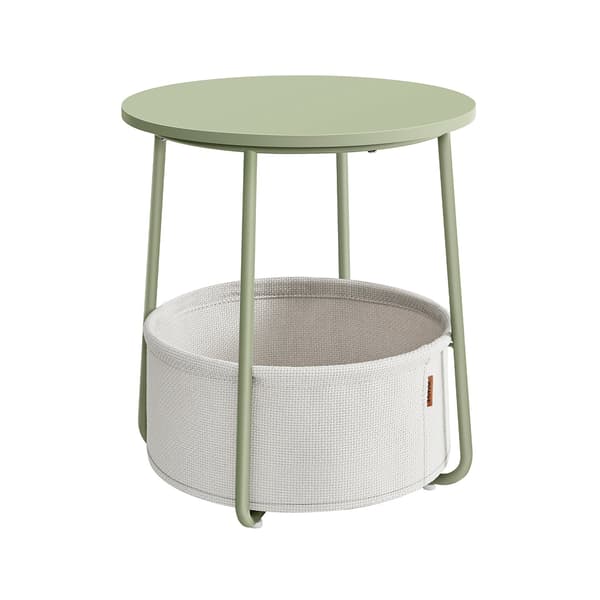 Sidobord 3-delat med tygkorg - spånskiva stål polyester - 45 cm