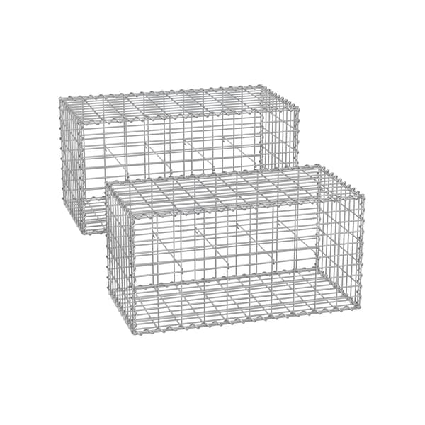 Gabion korgsats av galvaniserat stål - silver - 100 x 50 x 50 cm