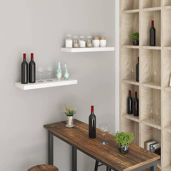 Set med 2 flytande vägghyllor | Vit | 50x3,8x22,9 cm