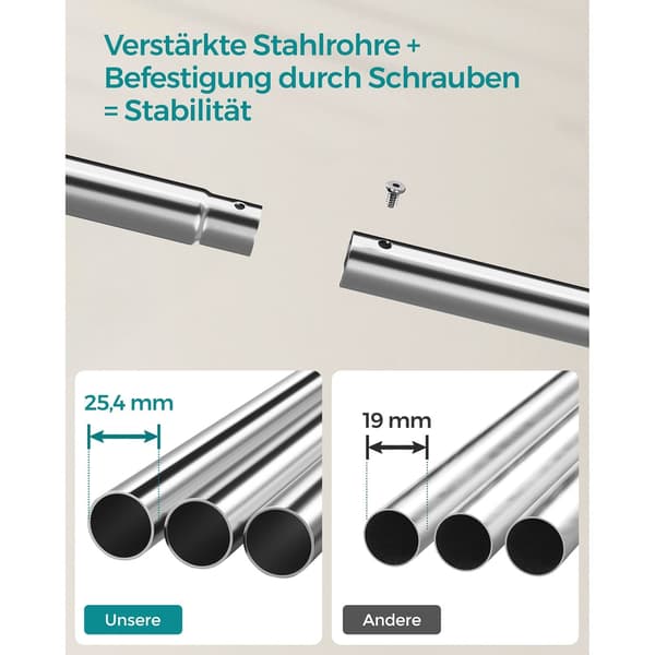 Klädställ med hjul - 2 hängskenor - silver - 90 x 45 x 160 cm