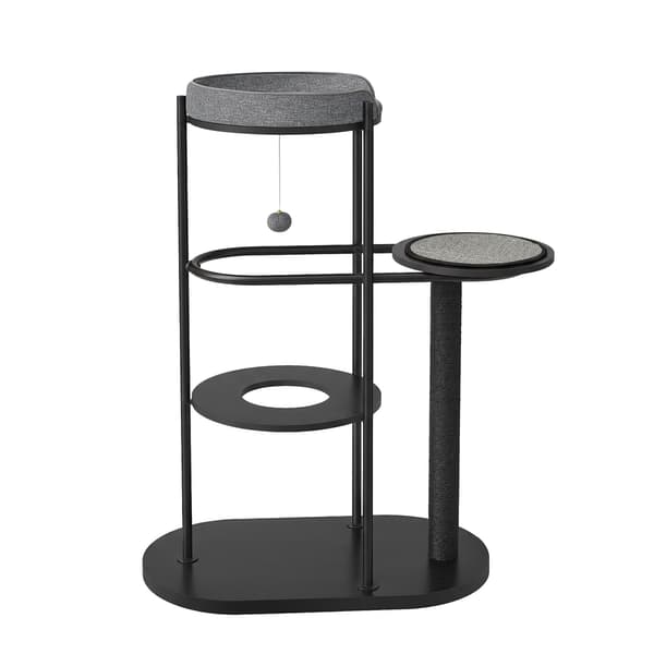 Modernt kattträd | Svart | 43x80x107 cm