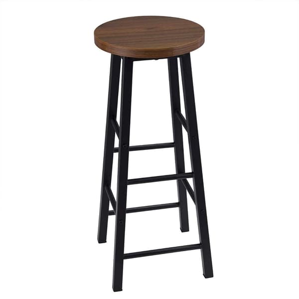 Barstolar 2-delat set stålram MDF-sits | Mörk bok | 30x30x71 cm