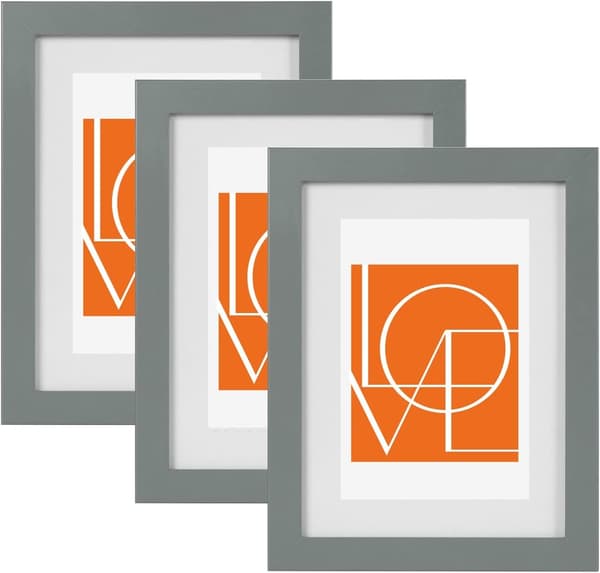 Set med 3 fotoramar med passepartout MDF 20x30 cm | Grå