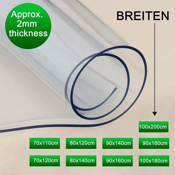 Transparent PVC bordsskydd 2 mm | Transparent | 90x140 cm