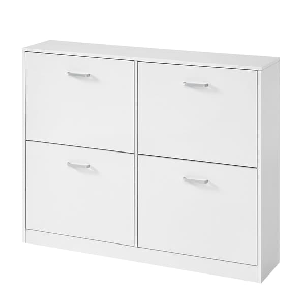 Skoskåp med 4 klaffar, skoställ | Vit | 105,5x24x82,7 cm