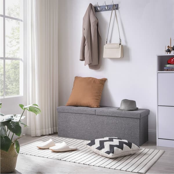 Soffa med förvaringsutrymme, fällbar sittlåda | Mörkgrå | 110x38x38 cm