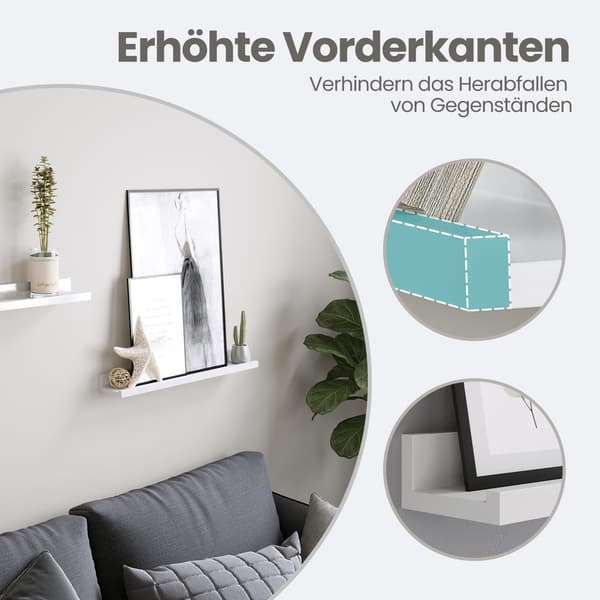 Vägghylla set om 2 - E1 MDF - 60 x 10 x 5 cm
