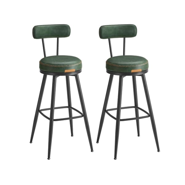 Set med 2 vridbara barstolar med ryggstöd | Skogsgrönt | 57x57x101 cm