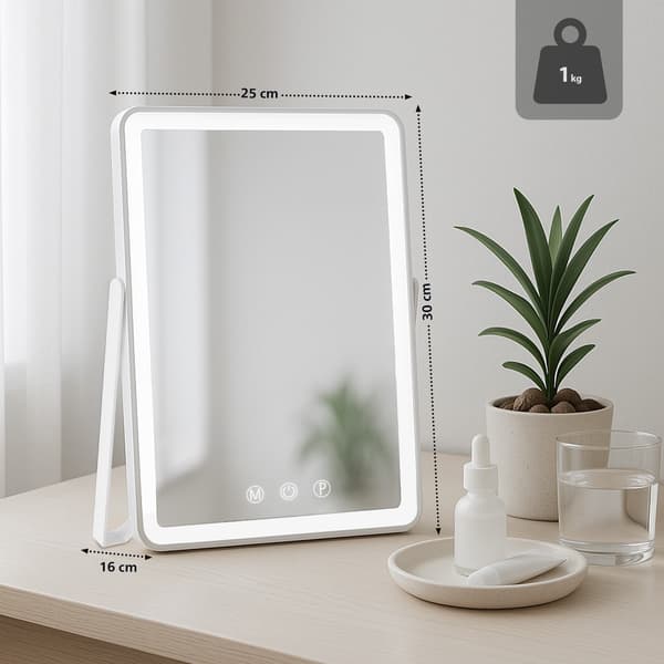 Upplyst Make -Up Mirror - Face -Up Mirror - Justerbara LED -färger, Compact Format