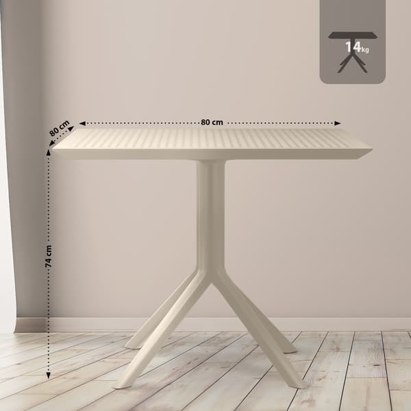 Tabell 80x80cm - Bisto -tabell - Väderresistent polypropen, UV -resistent | Färg: Taupe