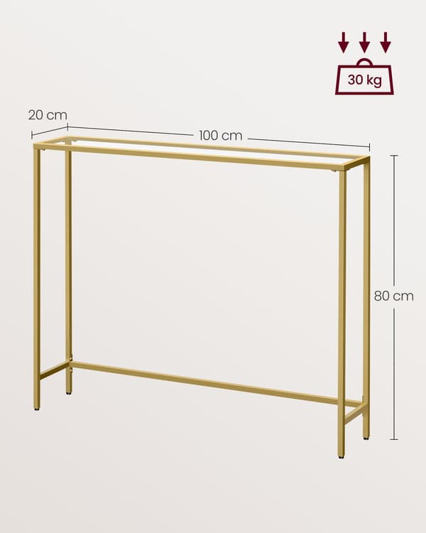 Consoletafel - gehard glas - metalen frame - modern - 20 x 100 x 80 cm