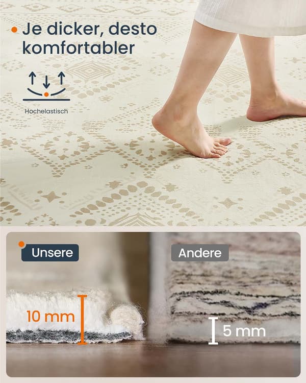 Boho matta - fluffig - sandfärg - mjuk - 120 x 170 cm