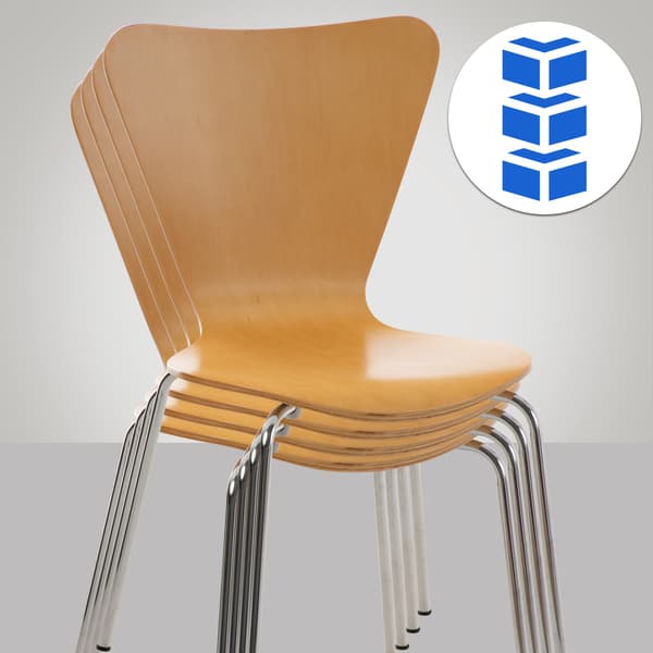 Stackstol - Multifunktionell - Space -Saving Design, Perfekt för evenemang och konferenser Färg: Naturen