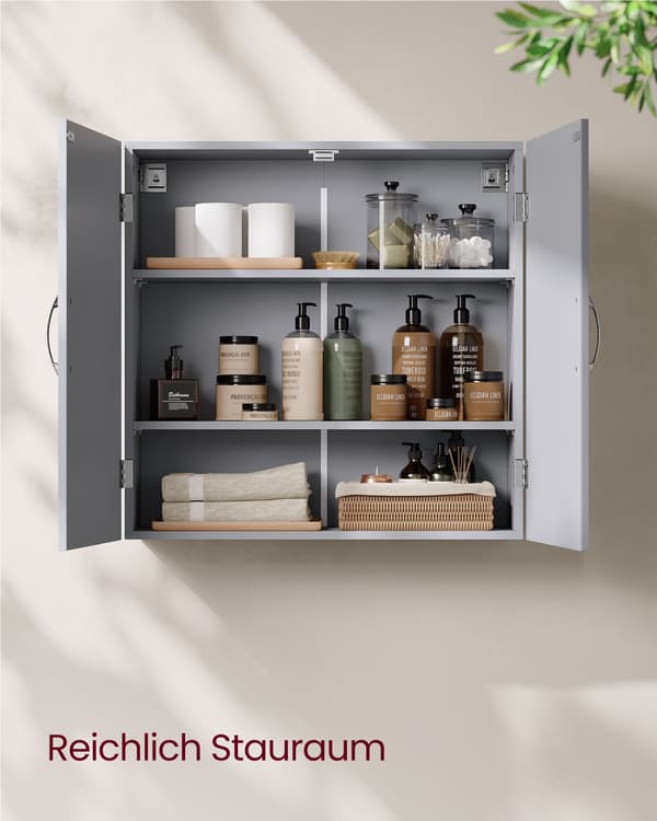 Badrumsskåp duvgrå - MDF - 18 x 60 x 60 cm - Lätt - Enkel montering