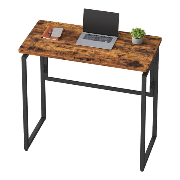 Fällbart datorbord med rundade hörn | Brun | 80x40x74 cm