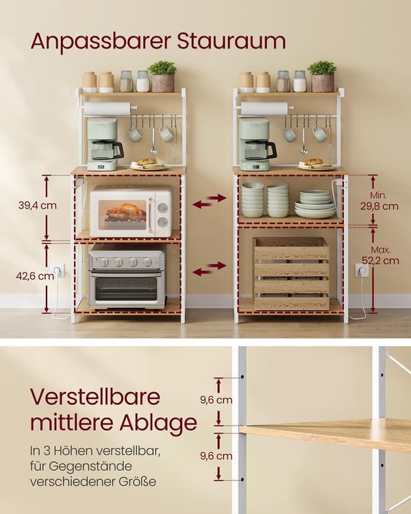 Tårtställ för bageri - Rymlig & robust - Vit/brun - 40 x 60 x 140 cm