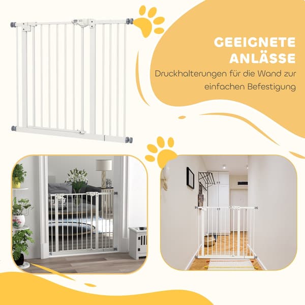Justerbar Pet Gate för dörr och trappor | Färg: Vit
