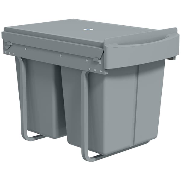 Utdragbar soptunna 2 x 20L | Färg: Grå | Mått: 33,5x52x41 cm