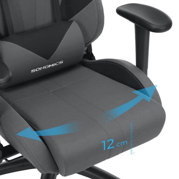 Gamingstol med ländkudde – ergonomisk PC-stol – polyester – grå/svart