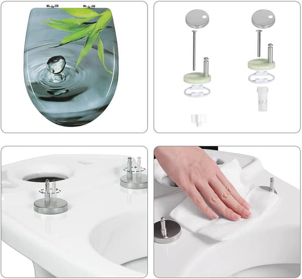 Toalettsits med soft close och quick release Bladmotiv | Ljusgröna blad