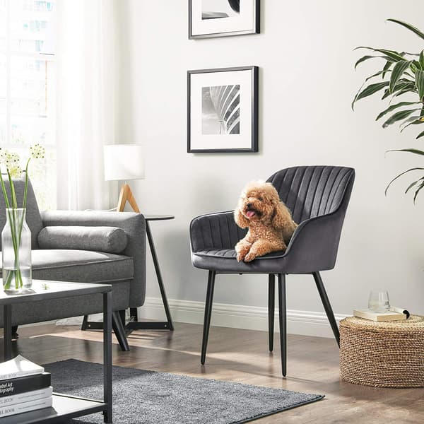 Matsalsstolar set om 2 - sammet - armstöd - grå - 62,5 x 60 x 85 cm