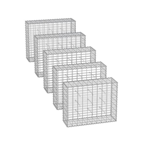 Gabionplanterare av galvaniserat stål - silver - 100 x 80 x 30 cm