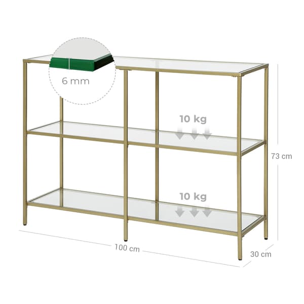 Consoletafel van gehard glas met metalen frame – modern – 100 x 30 x 73 cm