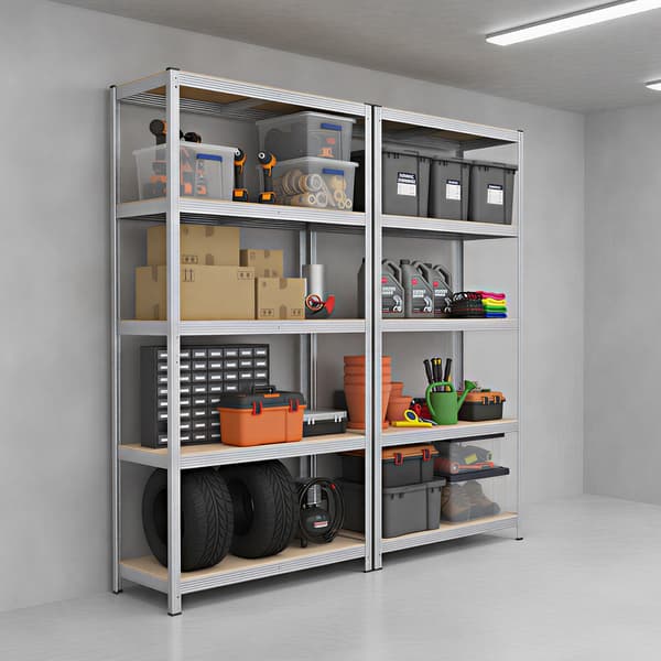 Kraftig lagerställ 2-delat set | Silver | 100x50x200 cm