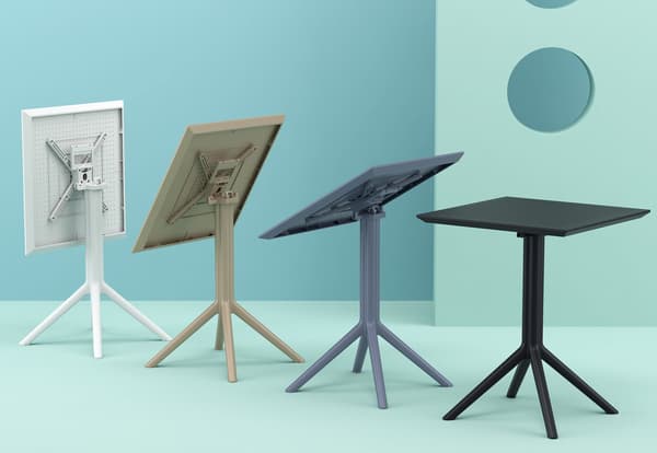 Vikta bord, fällbart bord - UV och väderbeständig - rymdbesparande design
