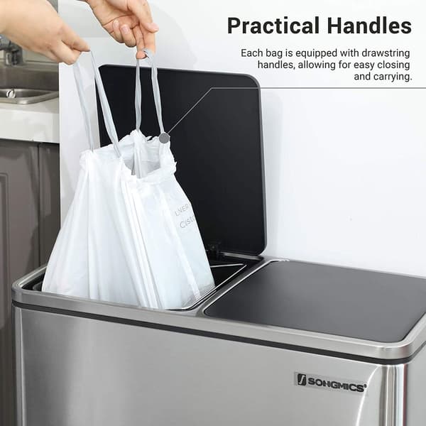 Avfallspåsar med dragsko, vit, 52 x 74 cm