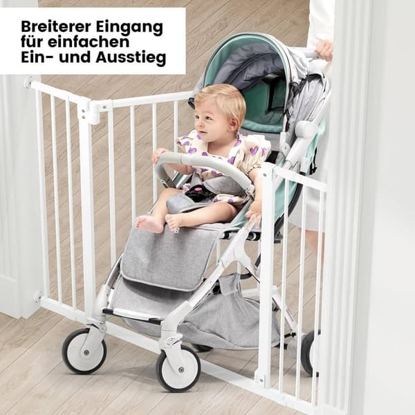Trappgrind med förlängning, stängs automatiskt | Vit | 75-107x2,5x76 cm