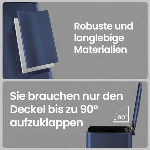 Pedalbehållare kök 20 liter | Blå | 28,6x34,1x54,5 cm