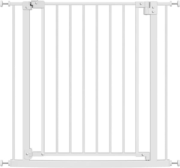 Trappgrind och dörrgrind 75-87 cm dubbelsidig vridbar | Vit | 75-87x2,5x76 cm