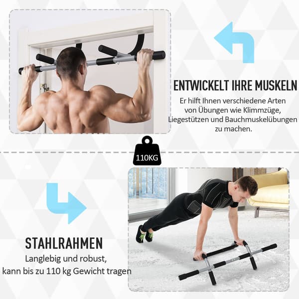 Pull-up bar träningshållare för pull-ups | Färg: Svart, grå | Mått: 40x92x17 cm