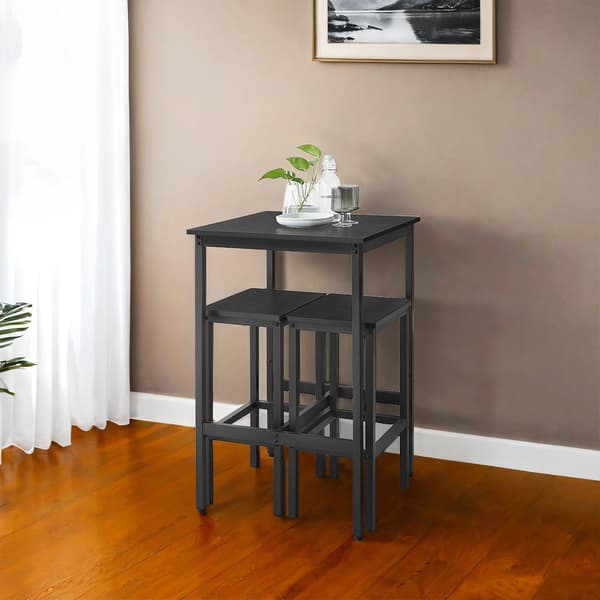 Svart barbordsset med 2 pallar - robust - 60 x 60 x 90 cm