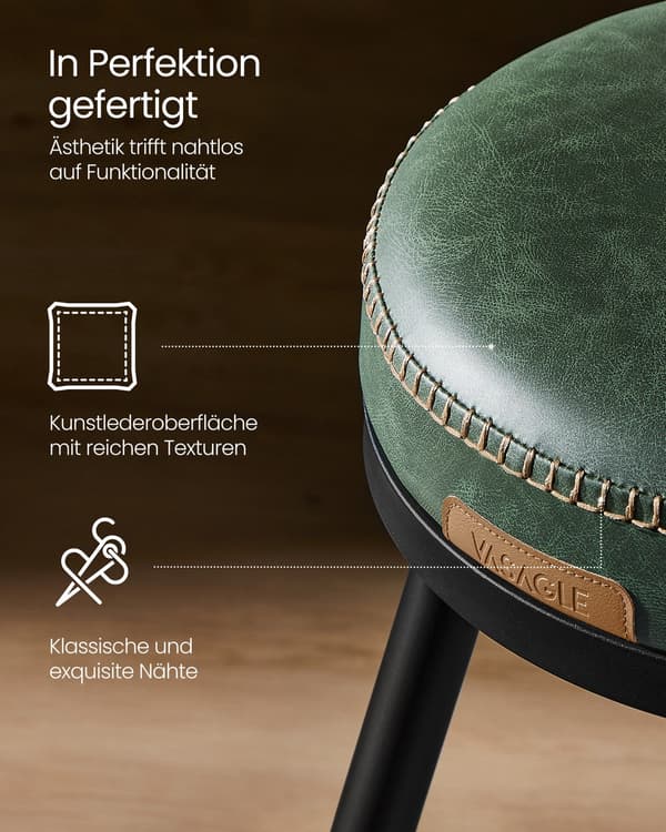 Set med 2 barstolar med ryggstöd | Skogsgrönt | 54x54x91 cm