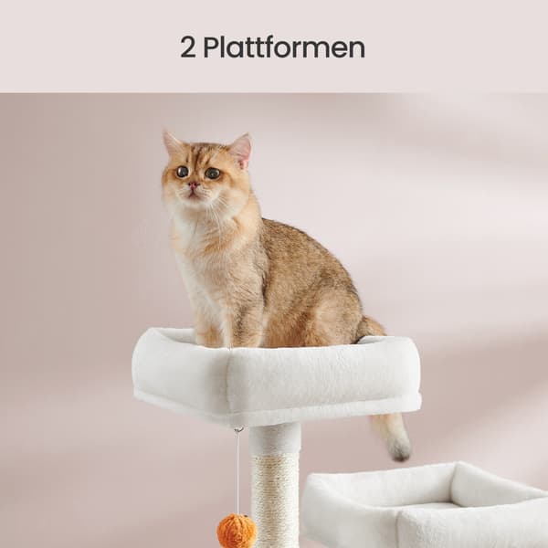Kattskrapstolpe - Klätterträd - Lekplats - Skyddar möbler - 55 x 45 x 168 cm - Gräddvit