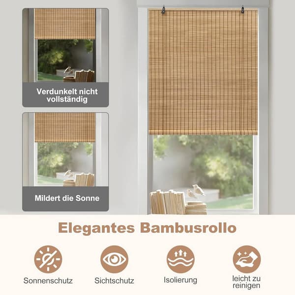 Bambu rullgardin ljusfiltrering med sidokontroll | Brun | 100x220 cm