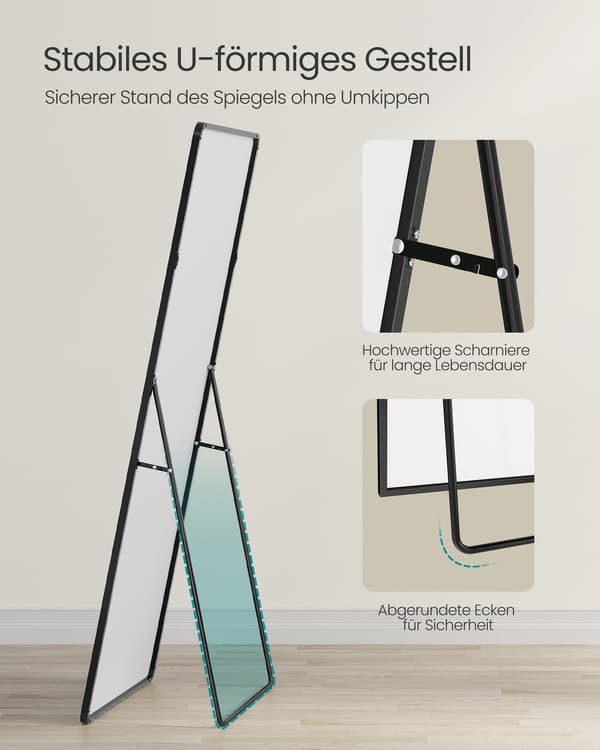 Rektangulär spegel | Bläck svart | 165x60 cm