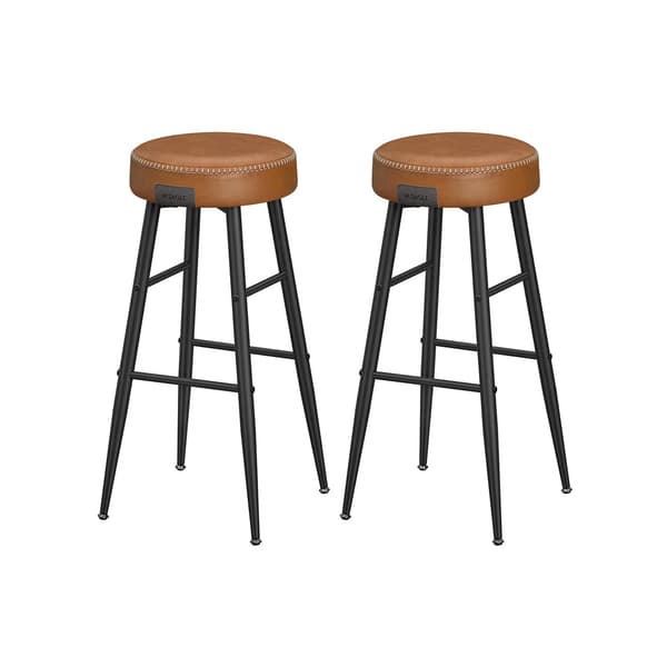 Barstolar set om 2, konstläder, karamellbrun, stålram, 51,6 x 51,6 x 76,2 cm