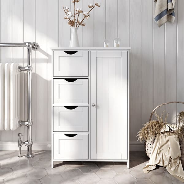 Badrumsskåp Förvaringsskåp Organizer Vit MDF 55x82x30 cm