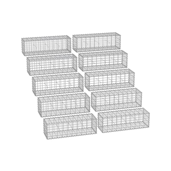 Gabion korgset - silverfärgat, galvaniserat stål - 100 x 30 x 30 cm