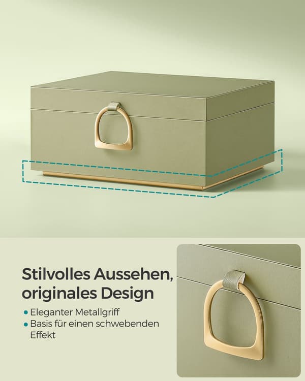 Smyckeskrin laurelgrön - organisatör - MDF - sammetsfoder - 20,5 x 24 x 11 cm
