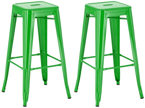 Uppsättning av 2 barstolar - Högpallar - Stackbar, Space -Saving Design | Färg: Grönt