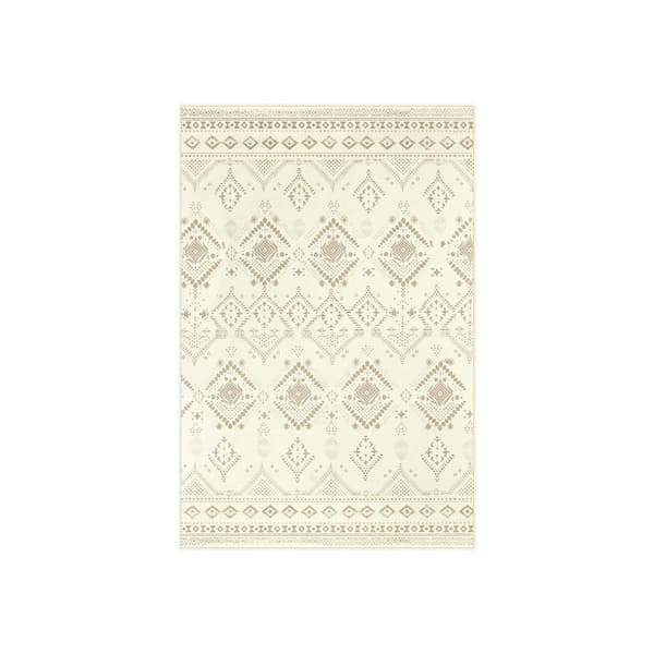 Boho matta - fluffig - sandfärg - mjuk - 120 x 170 cm