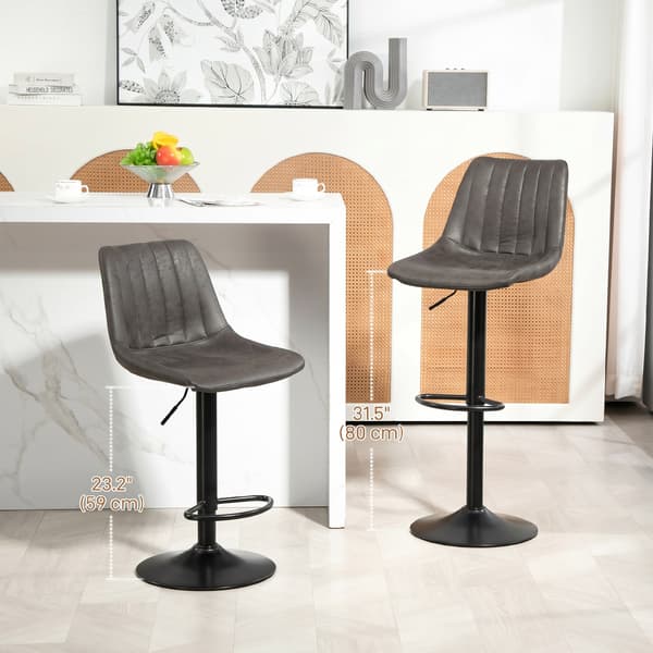 2 justerbara retro barstolar | Färg: Mörkgrå | Mått: 43x46,5x89-110 cm
